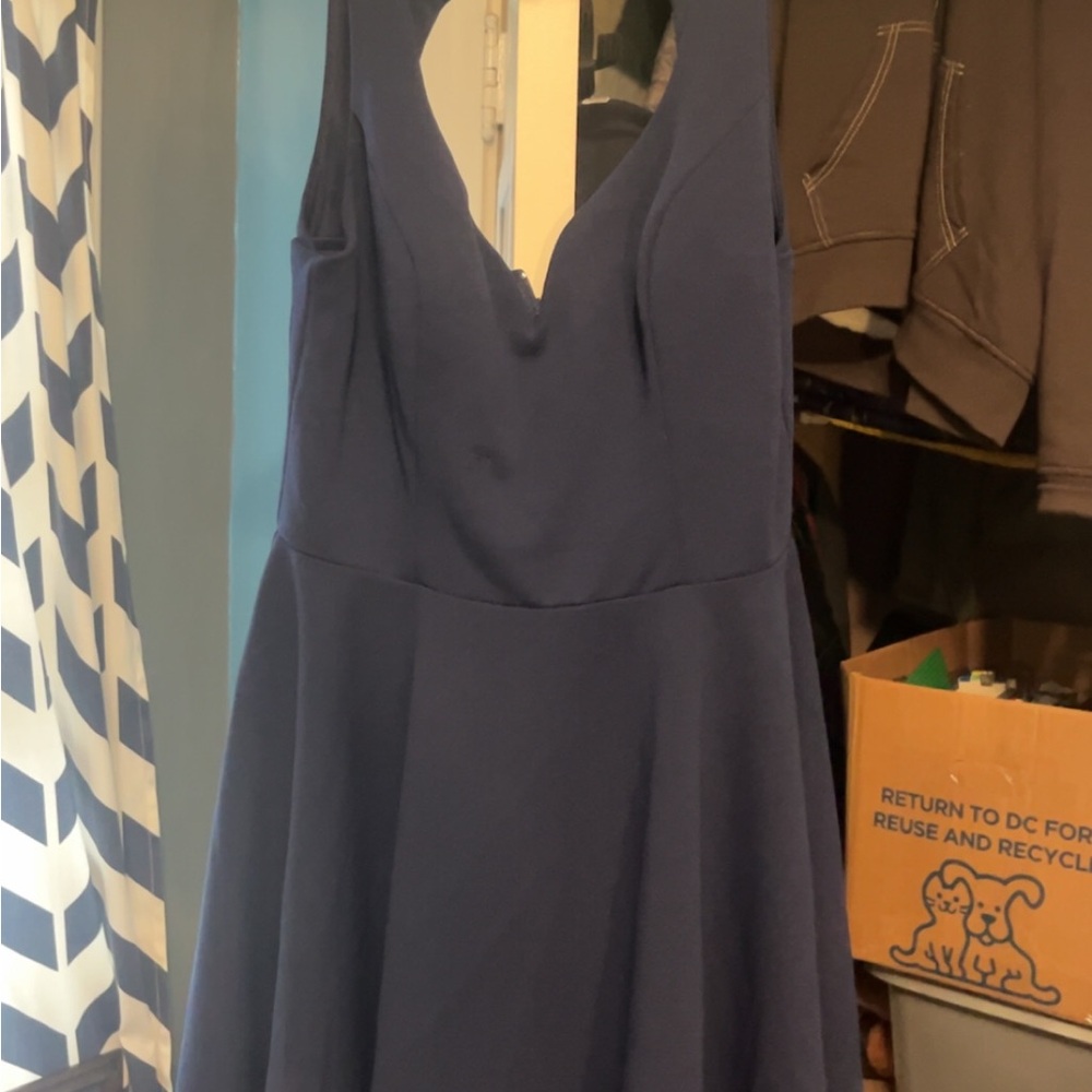 Women’s B. Darlin navy blue open back-fit and flare sleeveless dress size L